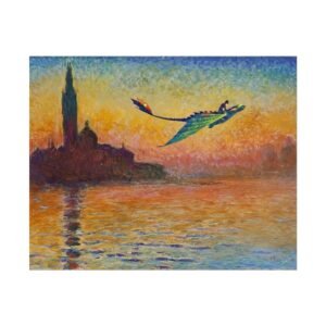 How to Train Your Dragon San Giorgio Maggiore at Dusk Monet Poster, Vintage HTTYD Wall Art Print, Nursery, Office Decor, Kids Room Art