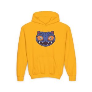 Kids Zoey Yellow Hoodie Derpy Blue Tiger - Youth Kpop Demon Hunters Sweatshirt, Pullover with Front Pocket, Halloween Costume, Christmas