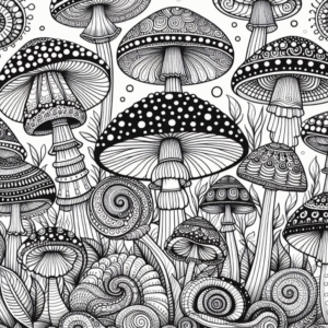 Woodland Mushroom Coloring Book: Cottagecore Fantasy Art (PDF), Digital Download, Printable Pages